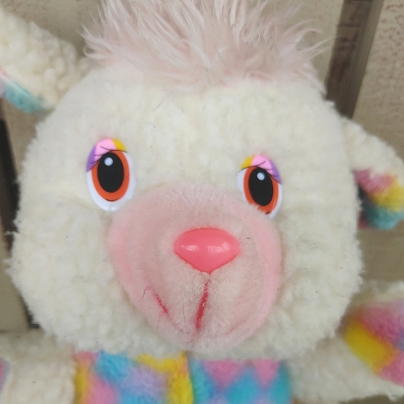 House Of Lloyd Wool Plush Lamb Pastel Checkered Stuffed Animal Sheep Vtg Easter - Picture 6 of 16